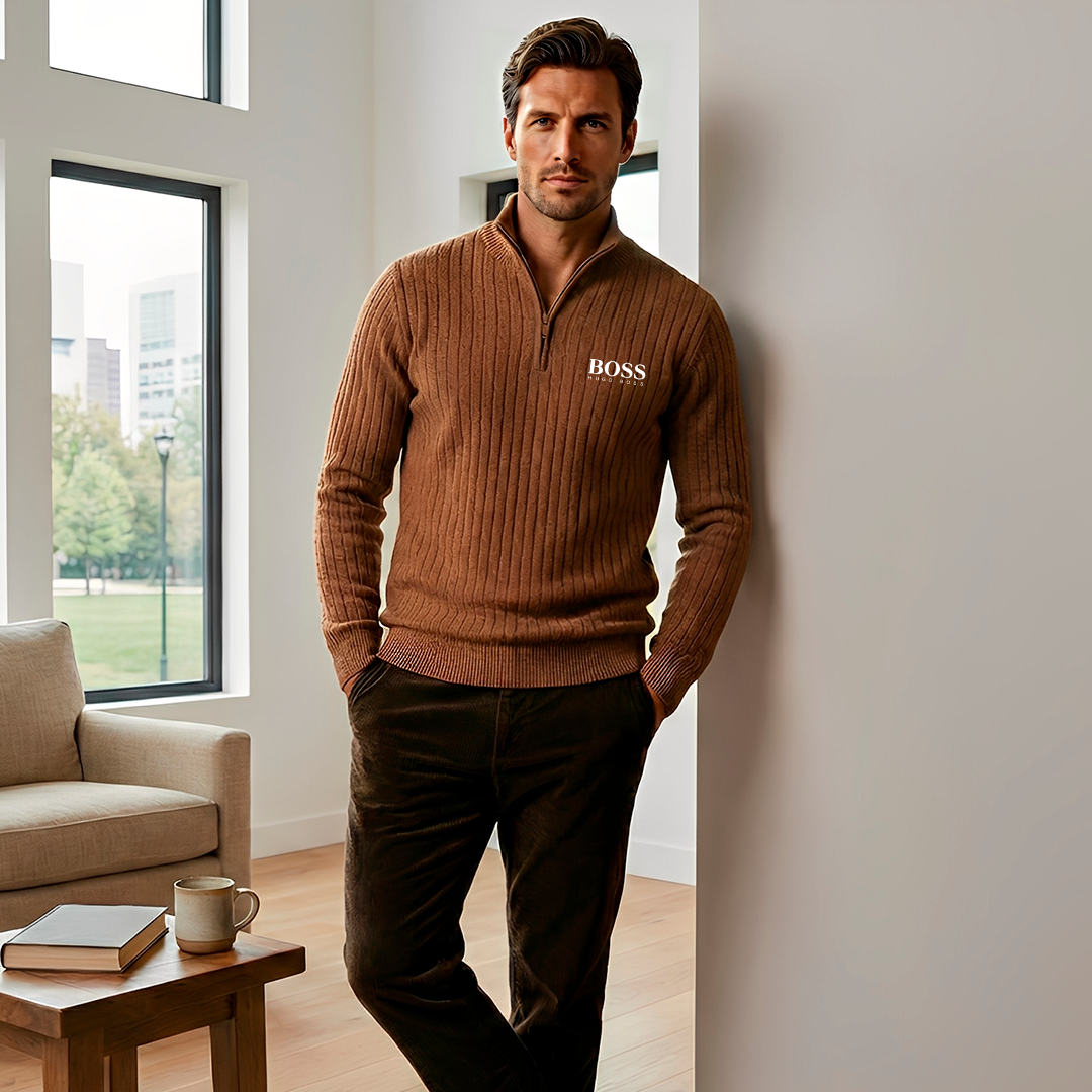 Hugo Boss Quarter-Zip Cotton Sweater