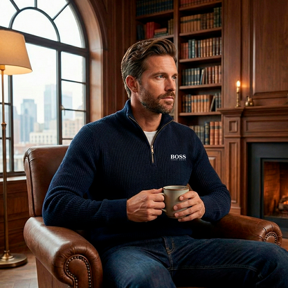 Hugo Boss Quarter-Zip Cotton Sweater