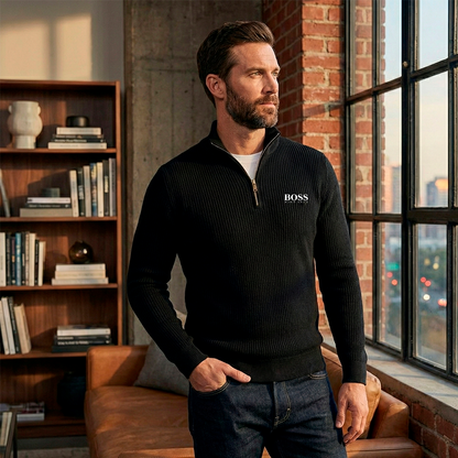 Hugo Boss Quarter-Zip Cotton Sweater